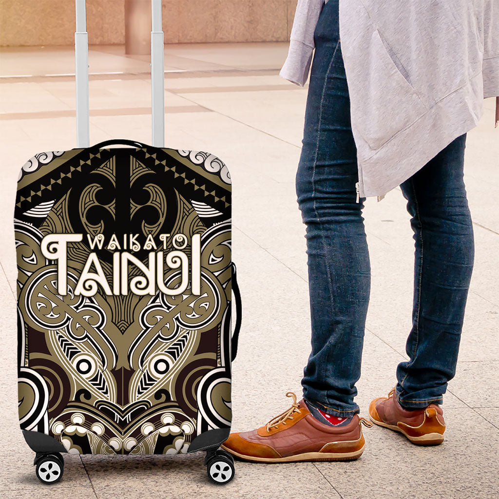 Aotearoa Iwi Waikato Tainui Luggage Cover Maori Kowhaiwhai Pattern LT19 Dark Yellow - Polynesian Pride