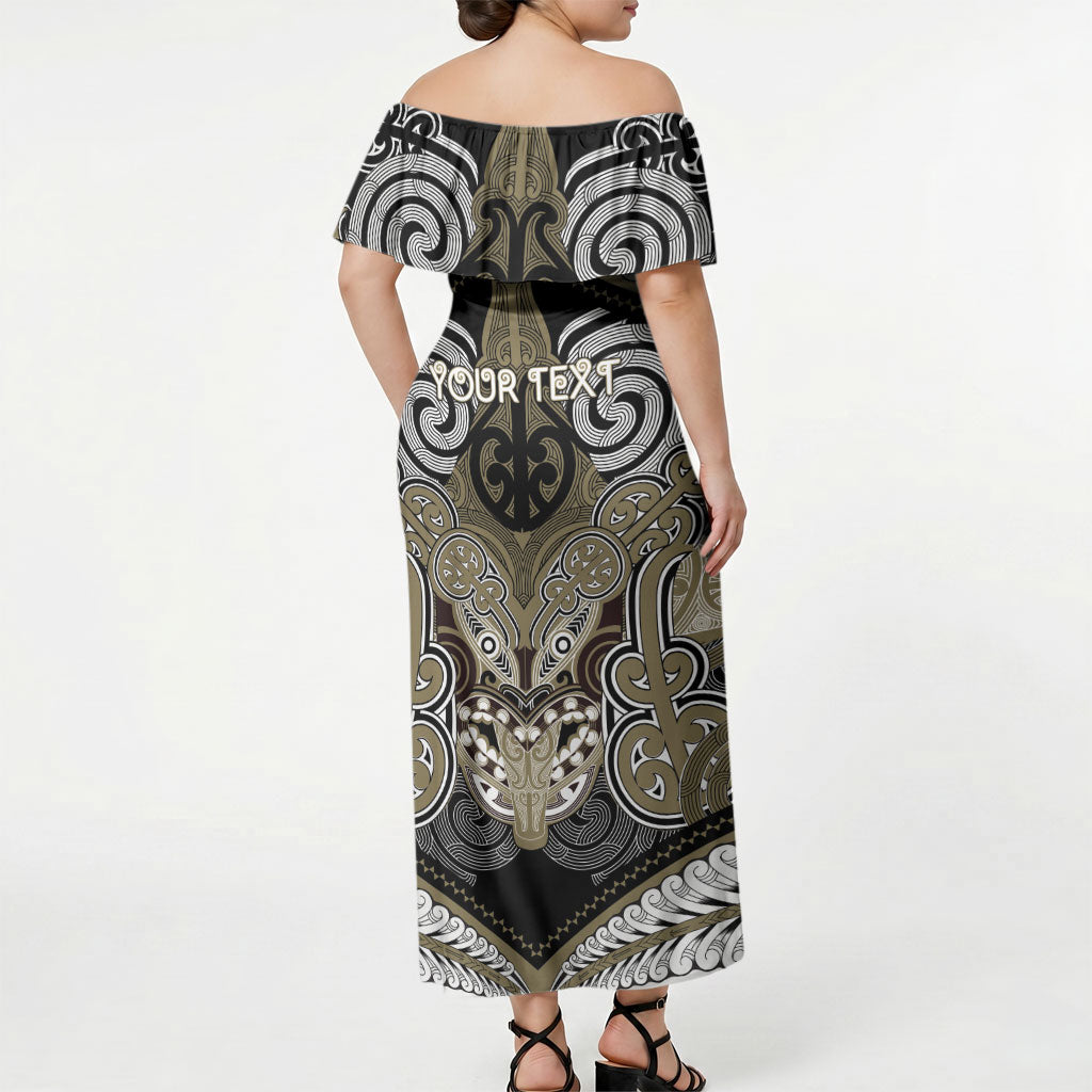 Aotearoa Iwi Waikato Tainui Personalised Off Shoulder Maxi Dress Maori Kowhaiwhai Pattern LT19 - Polynesian Pride