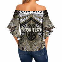 Aotearoa Iwi Waikato Tainui Personalised Off Shoulder Wrap Waist Top Maori Kowhaiwhai Pattern LT19 - Polynesian Pride