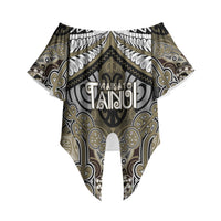 Aotearoa Iwi Waikato Tainui Personalised Off Shoulder Wrap Waist Top Maori Kowhaiwhai Pattern LT19 - Polynesian Pride