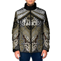 Aotearoa Iwi Waikato Tainui Personalised Padded Jacket Maori Kowhaiwhai Pattern LT19 Men Dark Yellow - Polynesian Pride
