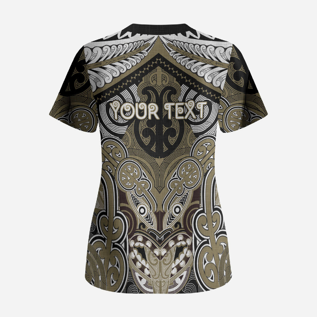 Aotearoa Iwi Waikato Tainui Personalised Scrub Top Maori Kowhaiwhai Pattern LT19 - Polynesian Pride