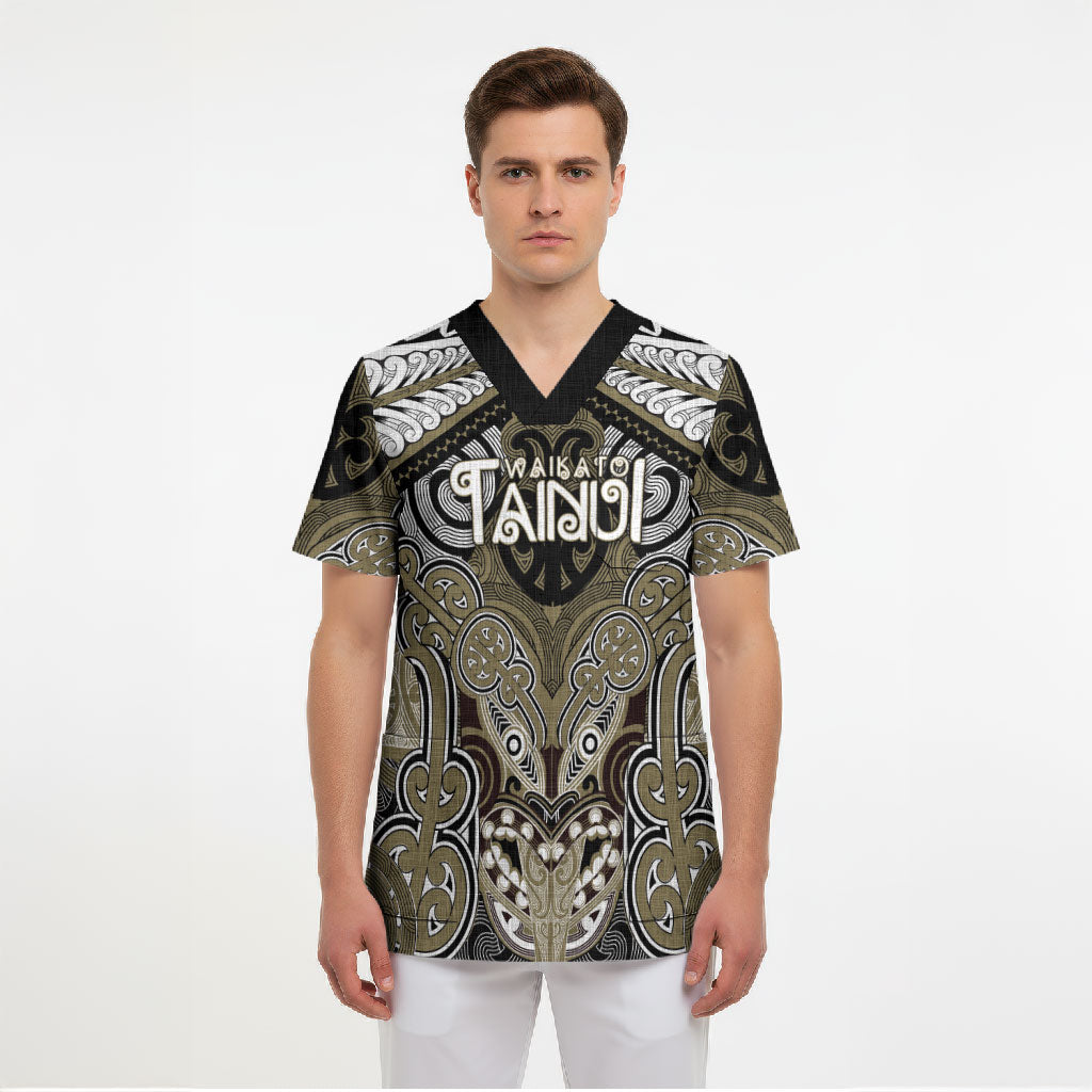 Aotearoa Iwi Waikato Tainui Personalised Scrub Top Maori Kowhaiwhai Pattern LT19 - Polynesian Pride