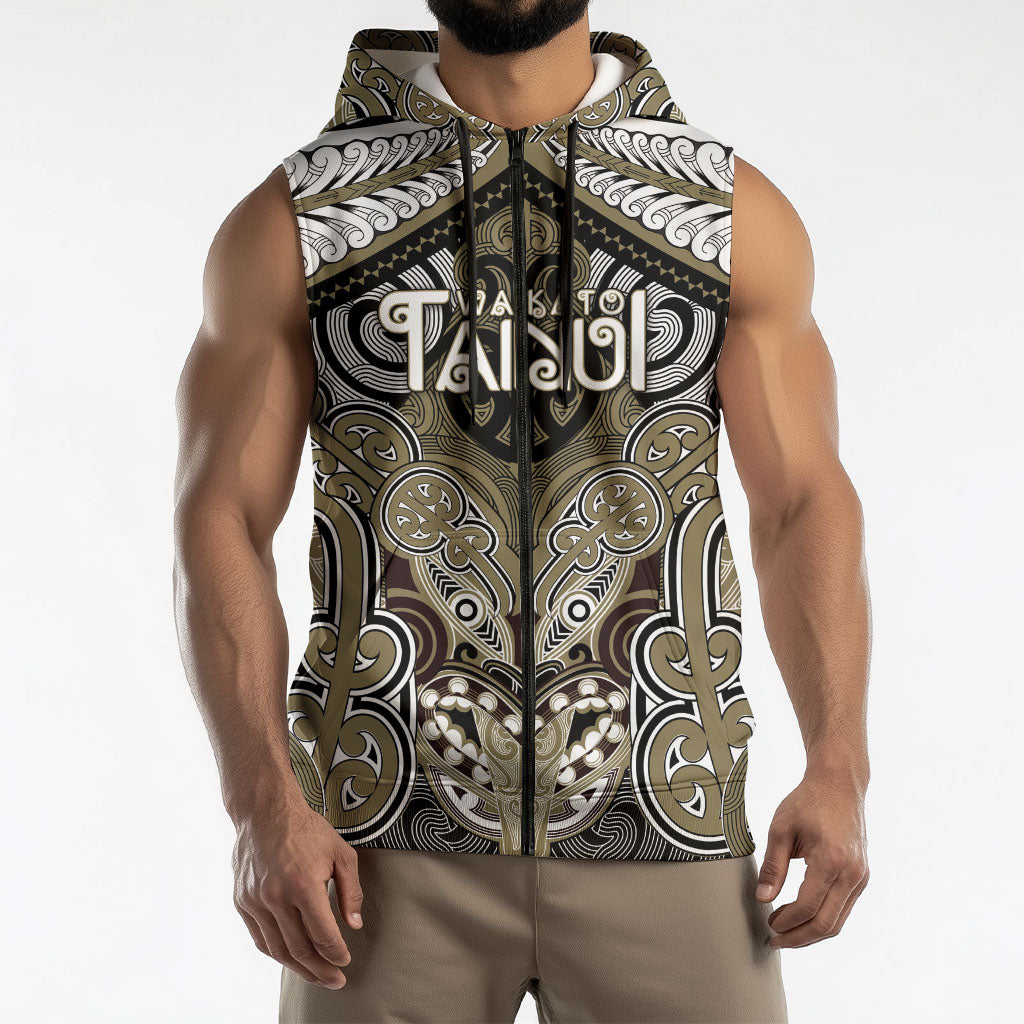 Aotearoa Iwi Waikato Tainui Personalised Sleeveless Zip Hoodie Maori Kowhaiwhai Pattern LT19 - Polynesian Pride