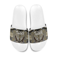 Aotearoa Iwi Waikato Tainui Slide Sandals Maori Kowhaiwhai Pattern LT19 Dark Yellow - Polynesian Pride