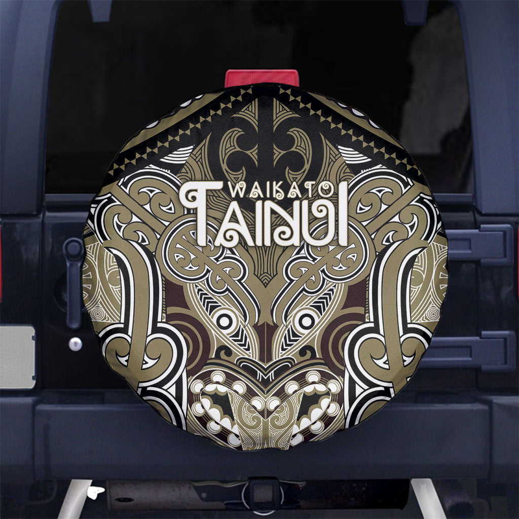 Aotearoa Iwi Waikato Tainui Spare Tire Cover Maori Kowhaiwhai Pattern LT19 No hole Dark Yellow - Polynesian Pride