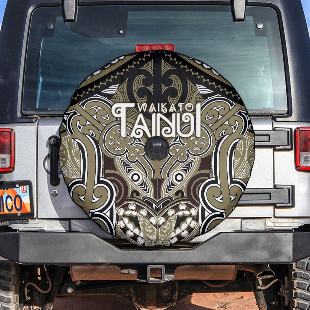 Aotearoa Iwi Waikato Tainui Spare Tire Cover Maori Kowhaiwhai Pattern LT19 Dark Yellow - Polynesian Pride