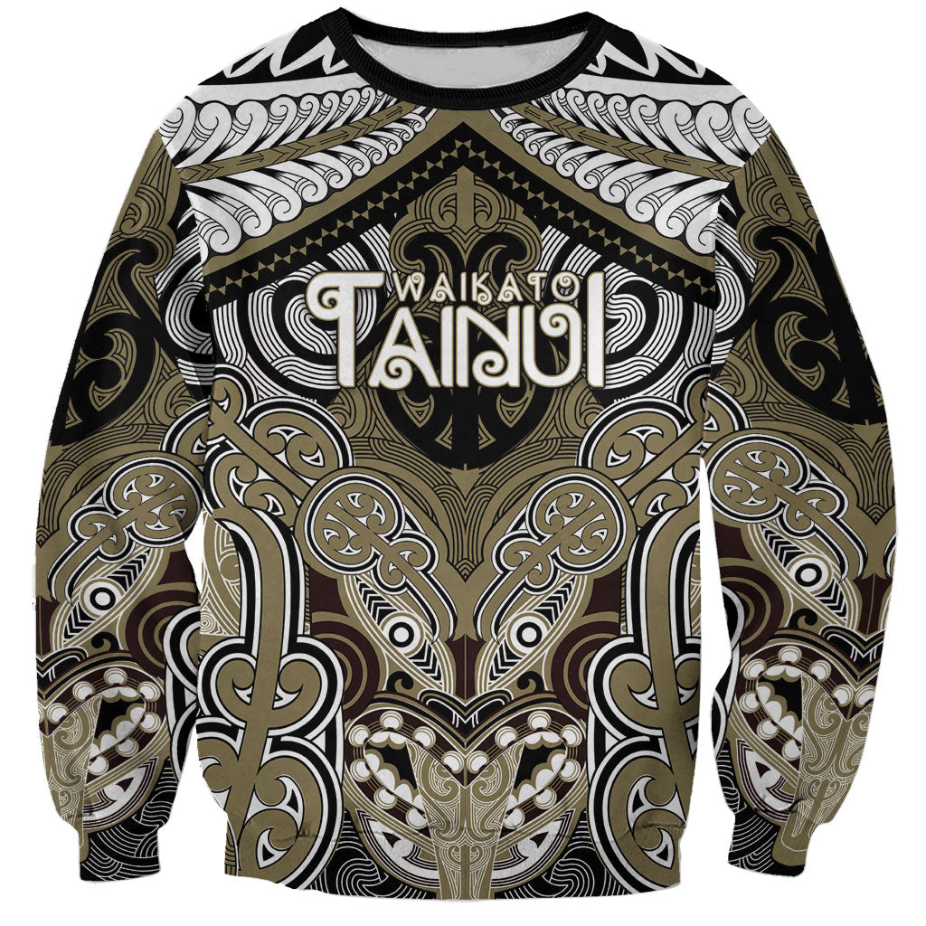 Aotearoa Iwi Waikato Tainui Personalised Sweatshirt Maori Kowhaiwhai Pattern LT19 Unisex Dark Yellow - Polynesian Pride