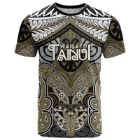 Aotearoa Iwi Waikato Tainui Personalised T Shirt Maori Kowhaiwhai Pattern LT19 Dark Yellow - Polynesian Pride