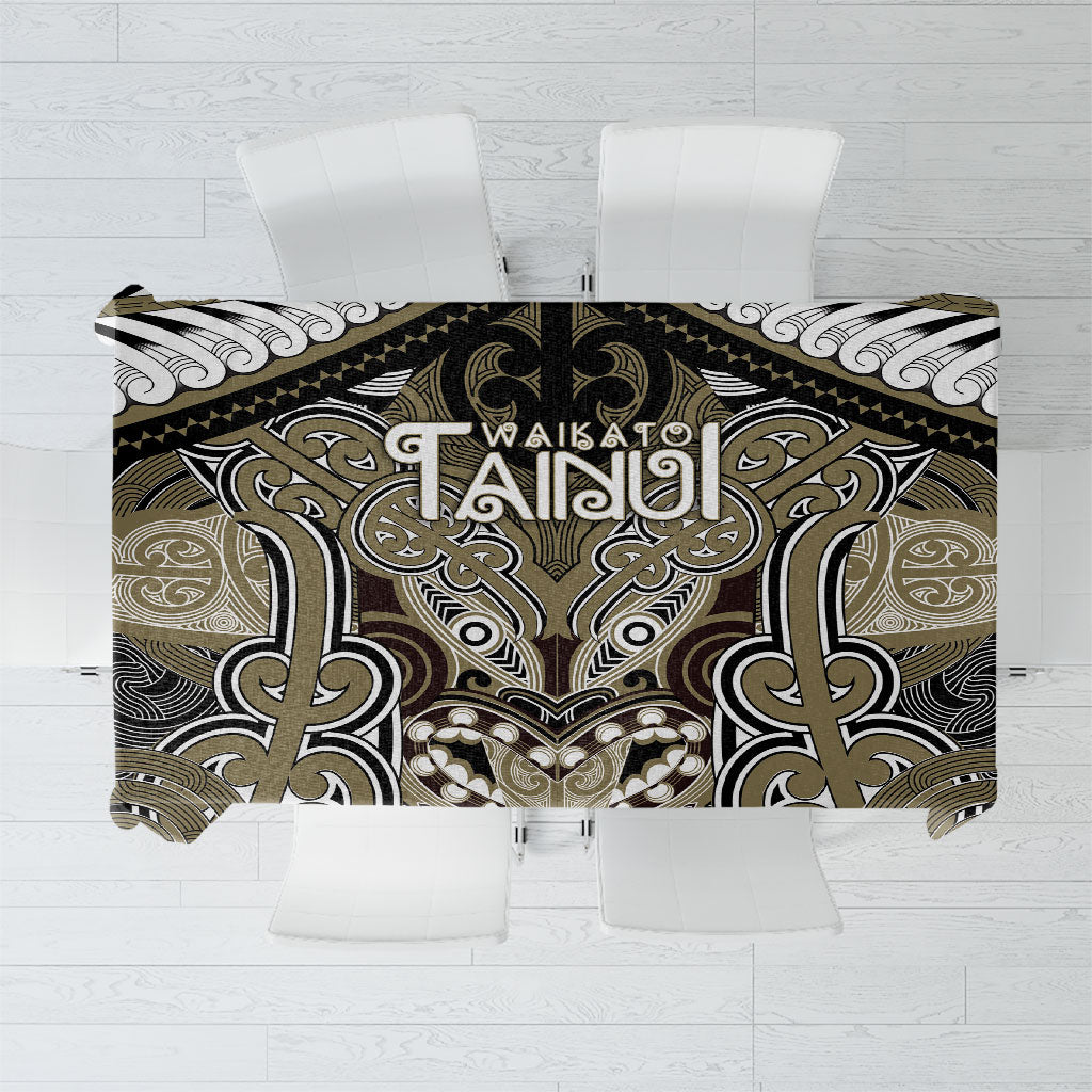 Aotearoa Iwi Waikato Tainui Tablecloth Maori Kowhaiwhai Pattern LT19 Dark Yellow - Polynesian Pride