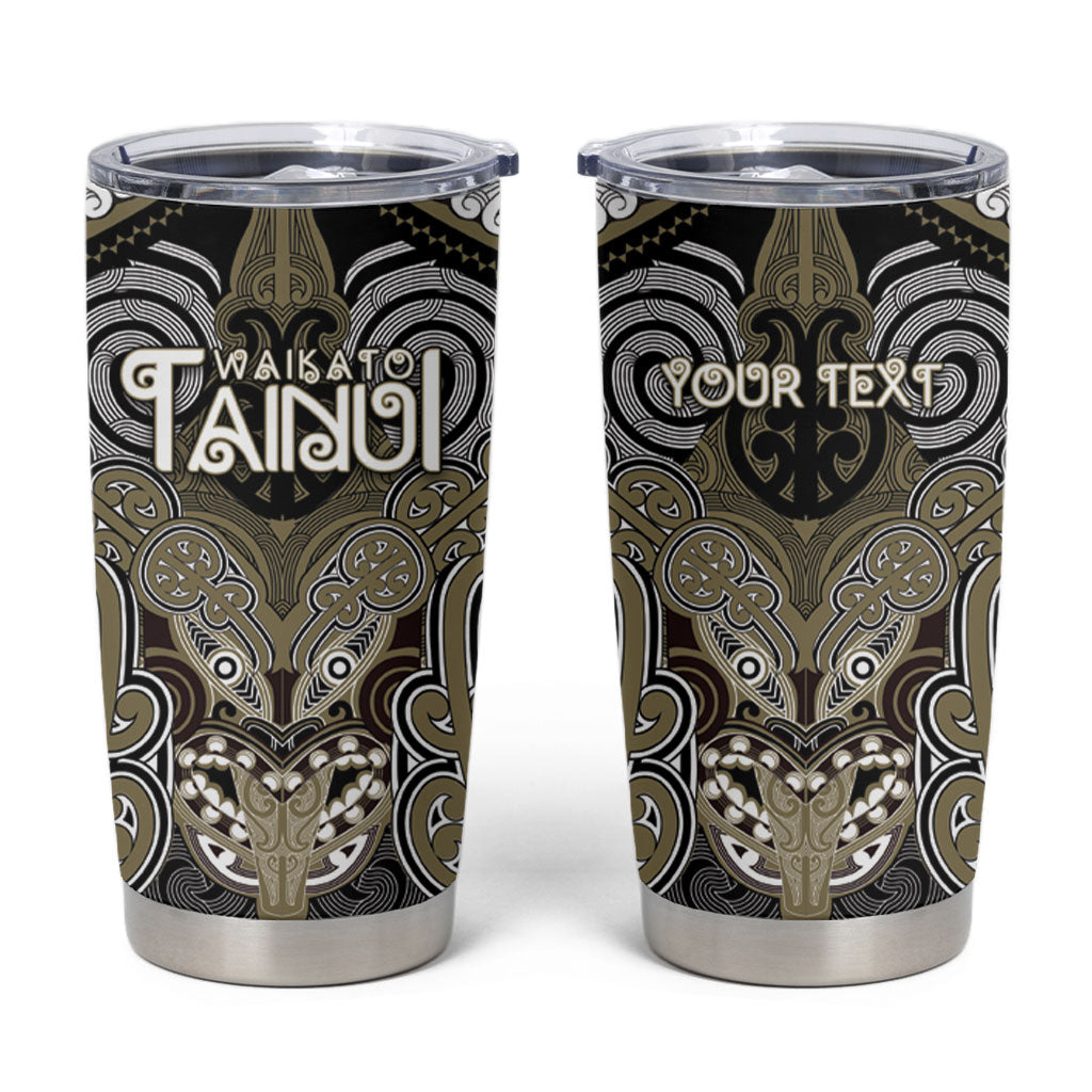 Aotearoa Iwi Waikato Tainui Personalised Tumbler Cup Maori Kowhaiwhai Pattern LT19 Dark Yellow - Polynesian Pride