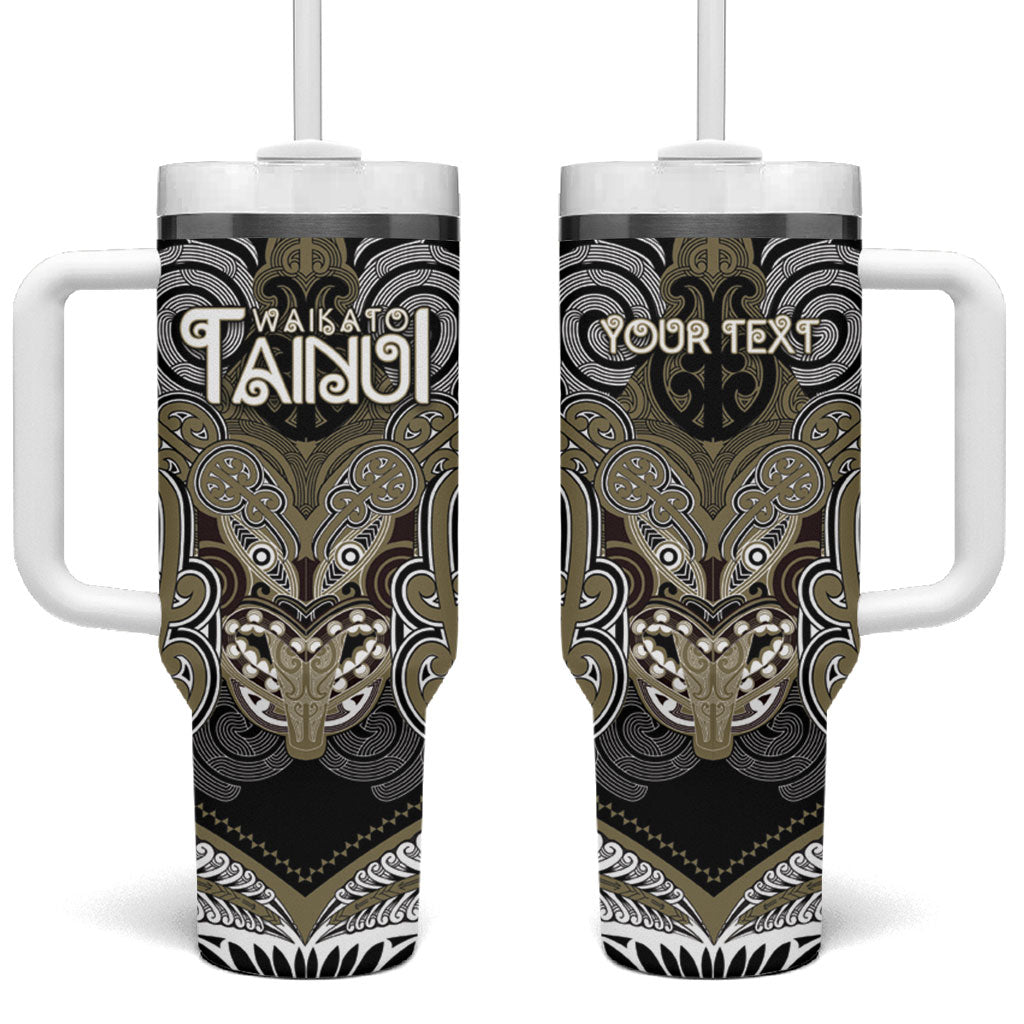 Aotearoa Iwi Waikato Tainui Personalised Tumbler With Handle Maori Kowhaiwhai Pattern LT19 One Size: 40 oz Dark Yellow - Polynesian Pride