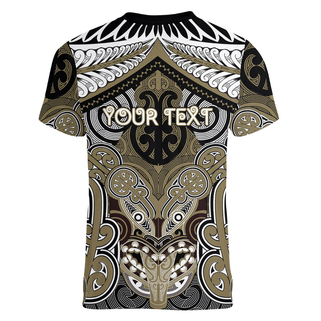 Aotearoa Iwi Waikato Tainui Personalised Women V-Neck T-Shirt Maori Kowhaiwhai Pattern LT19 - Polynesian Pride