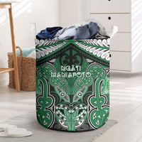Aotearoa Iwi Ngati Maniapoto Laundry Basket Maori Kowhaiwhai Pattern LT19 Green - Polynesian Pride