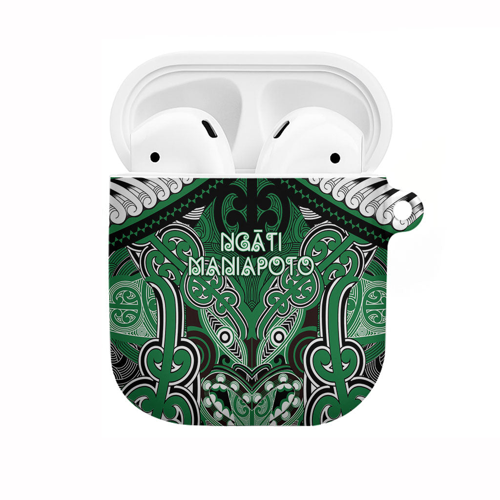 Aotearoa Iwi Ngati Maniapoto AirPods Case Maori Kowhaiwhai Pattern LT19 Green - Polynesian Pride