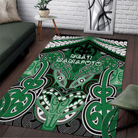 Aotearoa Iwi Ngati Maniapoto Area Rug Maori Kowhaiwhai Pattern LT19 Green - Polynesian Pride