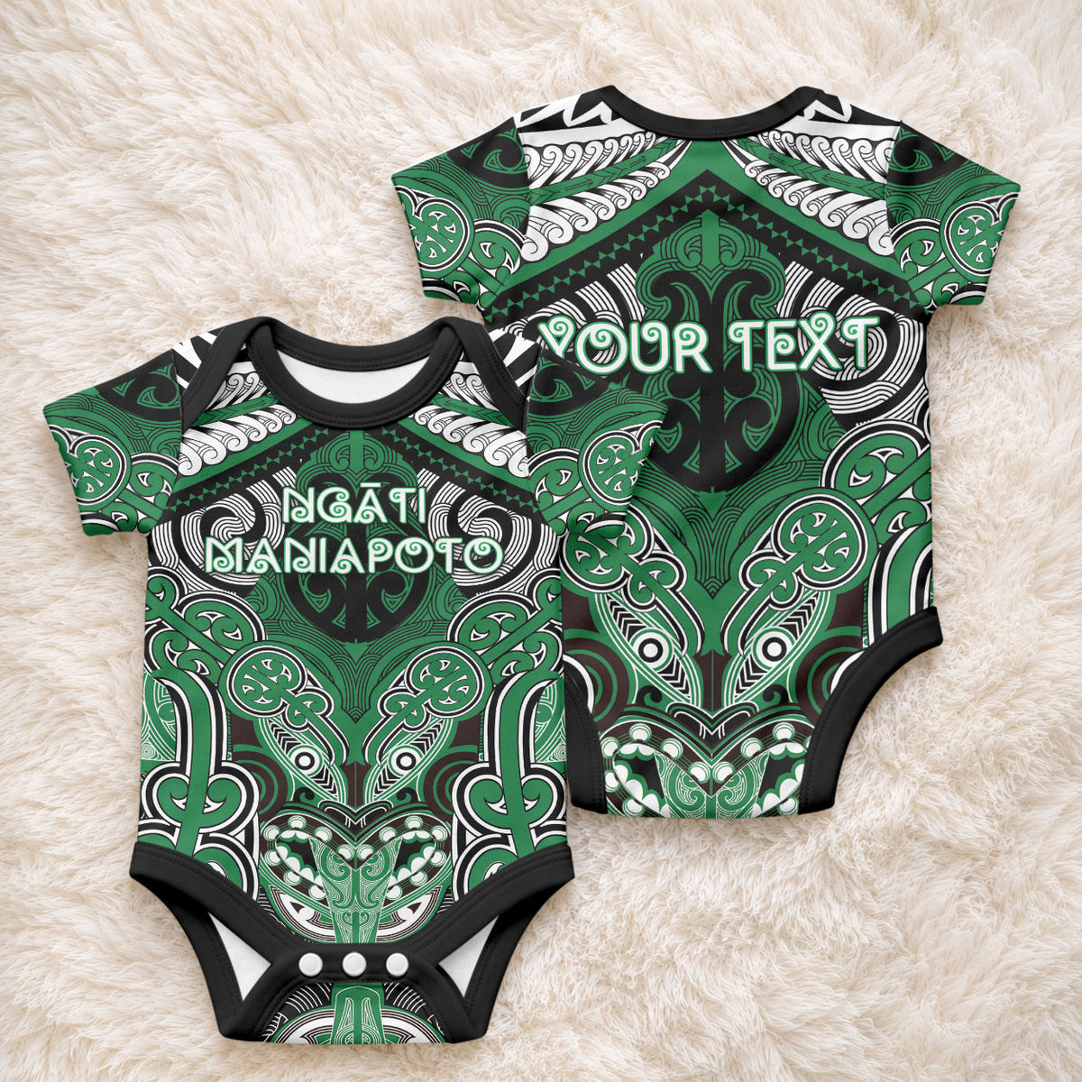 Aotearoa Iwi Ngati Maniapoto Personalised Baby Onesie Maori Kowhaiwhai Pattern LT19 - Polynesian Pride