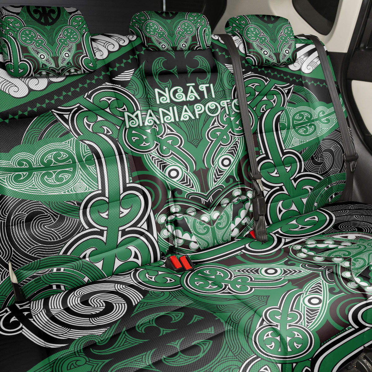 Aotearoa Iwi Ngati Maniapoto Back Car Seat Cover Maori Kowhaiwhai Pattern LT19 - Polynesian Pride