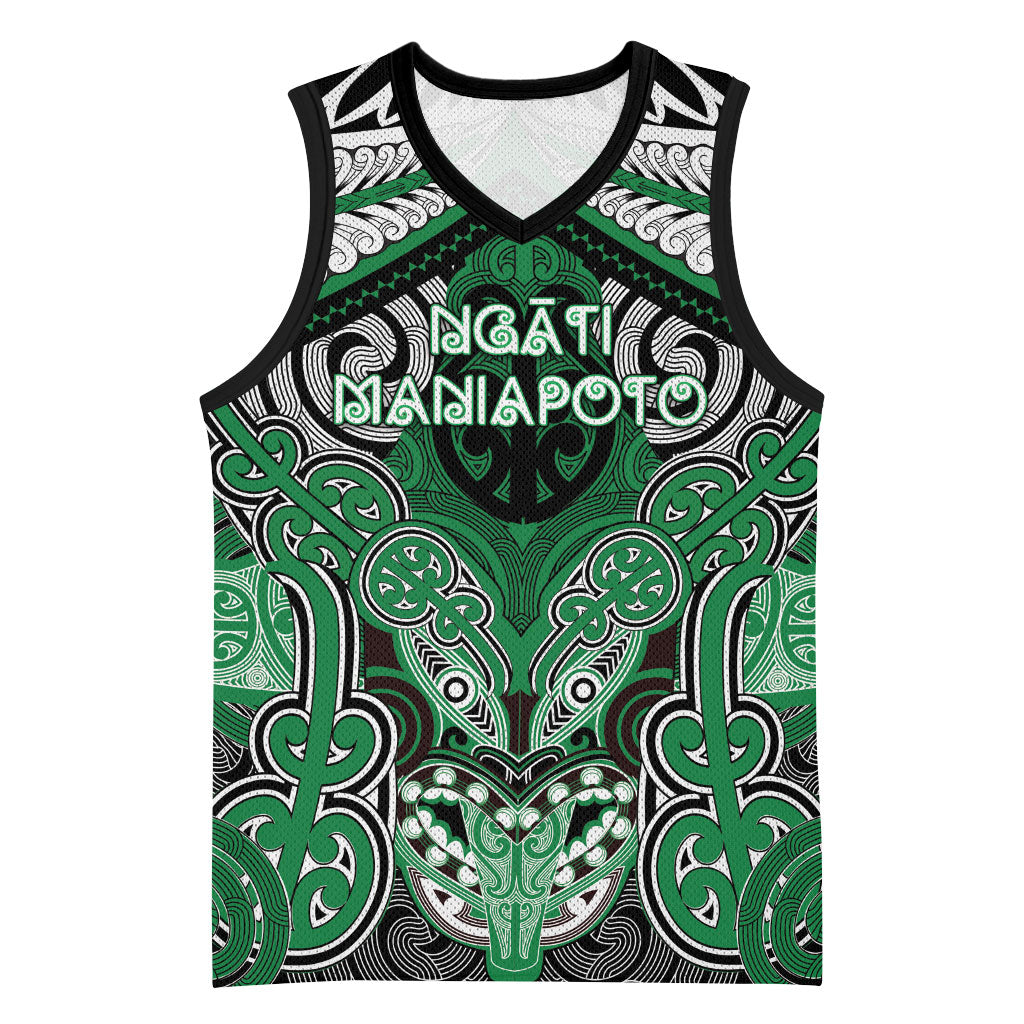 Aotearoa Iwi Ngati Maniapoto Personalised Basketball Jersey Maori Kowhaiwhai Pattern LT19 Unisex Green - Polynesian Pride