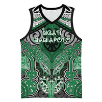 Aotearoa Iwi Ngati Maniapoto Personalised Basketball Jersey Maori Kowhaiwhai Pattern LT19 Unisex Green - Polynesian Pride