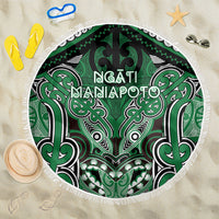 Aotearoa Iwi Ngati Maniapoto Beach Blanket Maori Kowhaiwhai Pattern LT19 One Size 150cm Green - Polynesian Pride