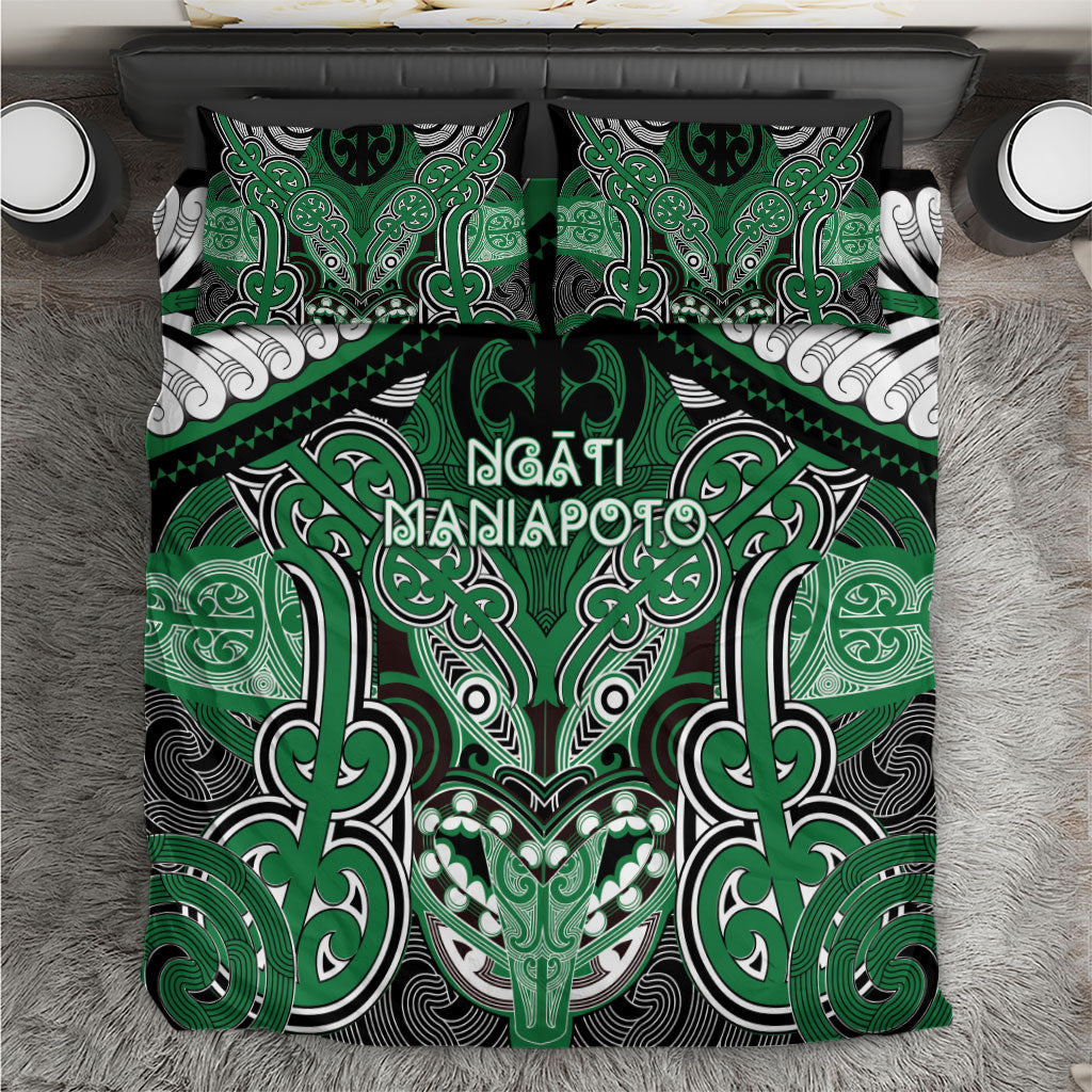 Aotearoa Iwi Ngati Maniapoto Bedding Set Maori Kowhaiwhai Pattern LT19 Green - Polynesian Pride