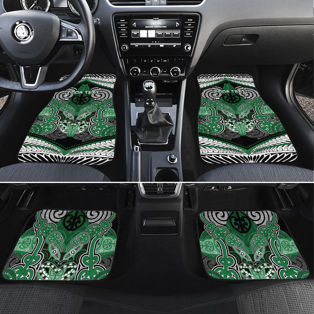 Aotearoa Iwi Ngati Maniapoto Personalised Car Mats Maori Kowhaiwhai Pattern LT19 Set 4pcs Green - Polynesian Pride