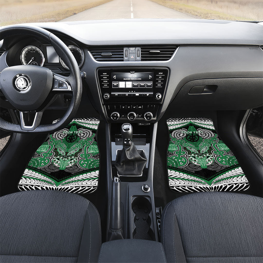 Aotearoa Iwi Ngati Maniapoto Personalised Car Mats Maori Kowhaiwhai Pattern LT19 Set 2pcs - Front Green - Polynesian Pride