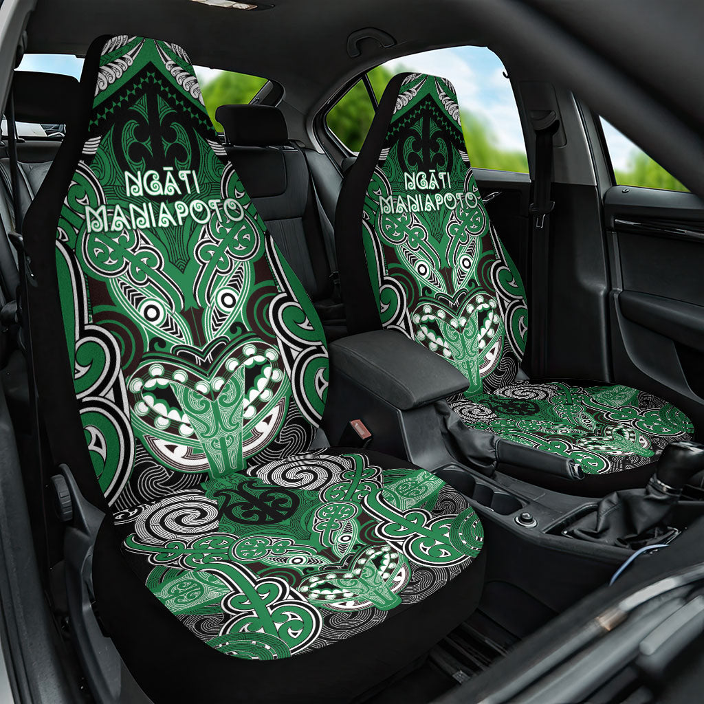 Aotearoa Iwi Ngati Maniapoto Car Seat Cover Maori Kowhaiwhai Pattern LT19 One Size Green - Polynesian Pride