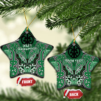 Aotearoa Iwi Ngati Maniapoto Personalised Ceramic Ornament Maori Kowhaiwhai Pattern LT19 Star Green - Polynesian Pride