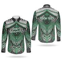 Aotearoa Iwi Ngati Maniapoto Personalised Couples Matching Puletasi and Long Sleeve Button Shirt Maori Kowhaiwhai Pattern LT19 - Polynesian Pride