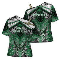 Aotearoa Iwi Ngati Maniapoto Personalised Cross Shoulder Shirt Maori Kowhaiwhai Pattern LT19 - Polynesian Pride