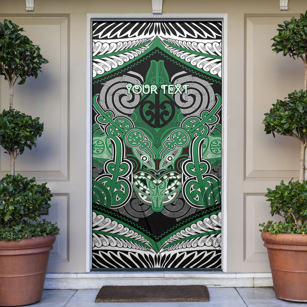 Aotearoa Iwi Ngati Maniapoto Personalised Door Cover Maori Kowhaiwhai Pattern LT19 Green - Polynesian Pride