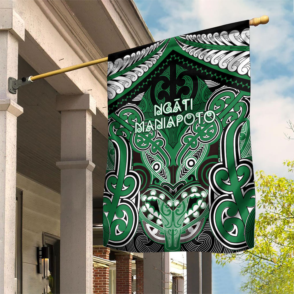 Aotearoa Iwi Ngati Maniapoto Garden Flag Maori Kowhaiwhai Pattern LT19 House Flag Green - Polynesian Pride