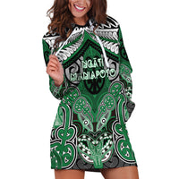 Aotearoa Iwi Ngati Maniapoto Personalised Hoodie Dress Maori Kowhaiwhai Pattern LT19 Green - Polynesian Pride