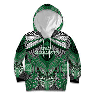 Aotearoa Iwi Ngati Maniapoto Personalised Kid Hoodie Maori Kowhaiwhai Pattern LT19 Hoodie Green - Polynesian Pride