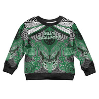 Aotearoa Iwi Ngati Maniapoto Personalised Kid Ugly Christmas Sweater Maori Kowhaiwhai Pattern LT19 Kid Green - Polynesian Pride