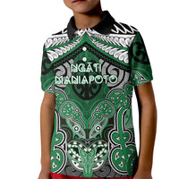 Aotearoa Iwi Ngati Maniapoto Personalised Kid Polo Shirt Maori Kowhaiwhai Pattern LT19 Kid Green - Polynesian Pride