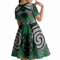 Aotearoa Iwi Ngati Maniapoto Personalised Kid Short Sleeve Dress Maori Kowhaiwhai Pattern LT19 - Polynesian Pride