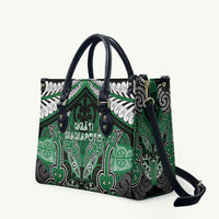 Aotearoa Iwi Ngati Maniapoto Leather Bag Maori Kowhaiwhai Pattern LT19 Green - Polynesian Pride
