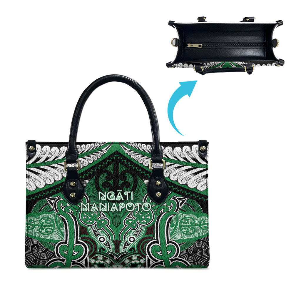 Aotearoa Iwi Ngati Maniapoto Leather Bag Maori Kowhaiwhai Pattern LT19 - Polynesian Pride