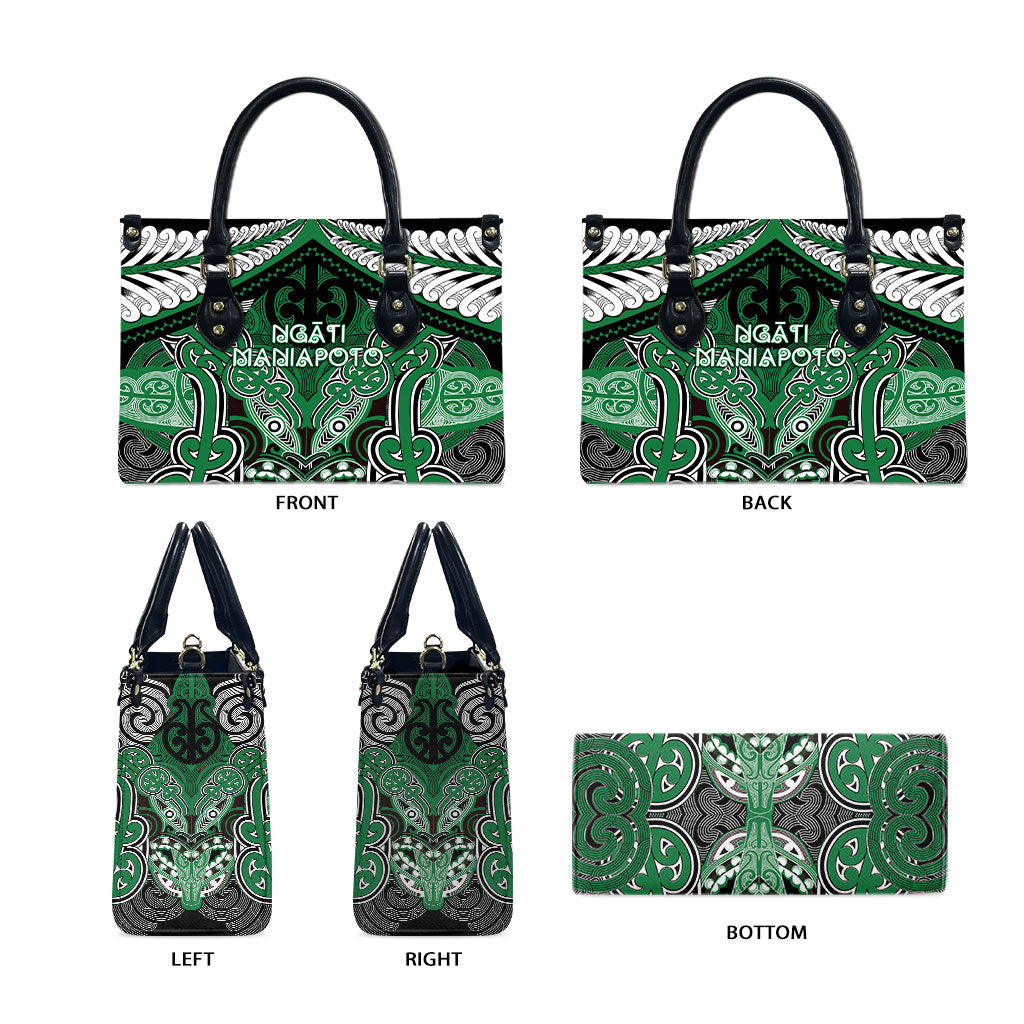 Aotearoa Iwi Ngati Maniapoto Leather Bag Maori Kowhaiwhai Pattern LT19 - Polynesian Pride