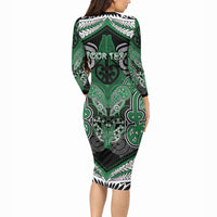 Aotearoa Iwi Ngati Maniapoto Personalised Long Sleeve Bodycon Dress Maori Kowhaiwhai Pattern LT19 - Polynesian Pride