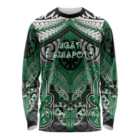 Aotearoa Iwi Ngati Maniapoto Personalised Long Sleeve Shirt Maori Kowhaiwhai Pattern LT19 Unisex Green - Polynesian Pride