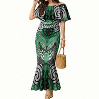 Aotearoa Iwi Ngati Maniapoto Personalised Mermaid Dress Maori Kowhaiwhai Pattern LT19 Women Green - Polynesian Pride