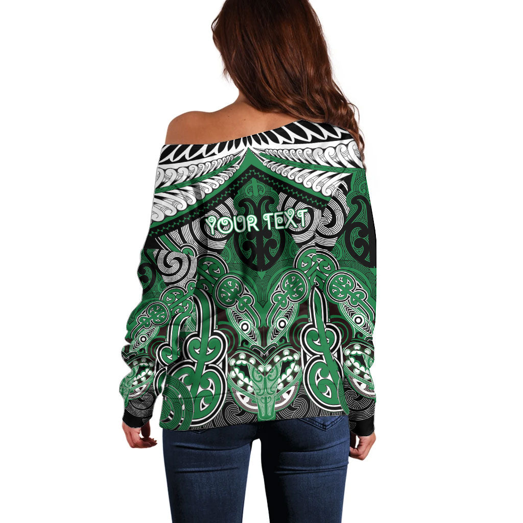 Aotearoa Iwi Ngati Maniapoto Personalised Off Shoulder Sweater Maori Kowhaiwhai Pattern LT19 - Polynesian Pride