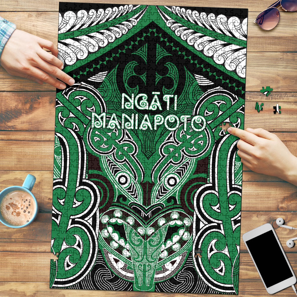Aotearoa Iwi Ngati Maniapoto Puzzle Maori Kowhaiwhai Pattern LT19 Green - Polynesian Pride