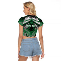 Aotearoa Iwi Ngati Maniapoto Personalised Raglan Cropped T Shirt Maori Kowhaiwhai Pattern LT19 - Polynesian Pride