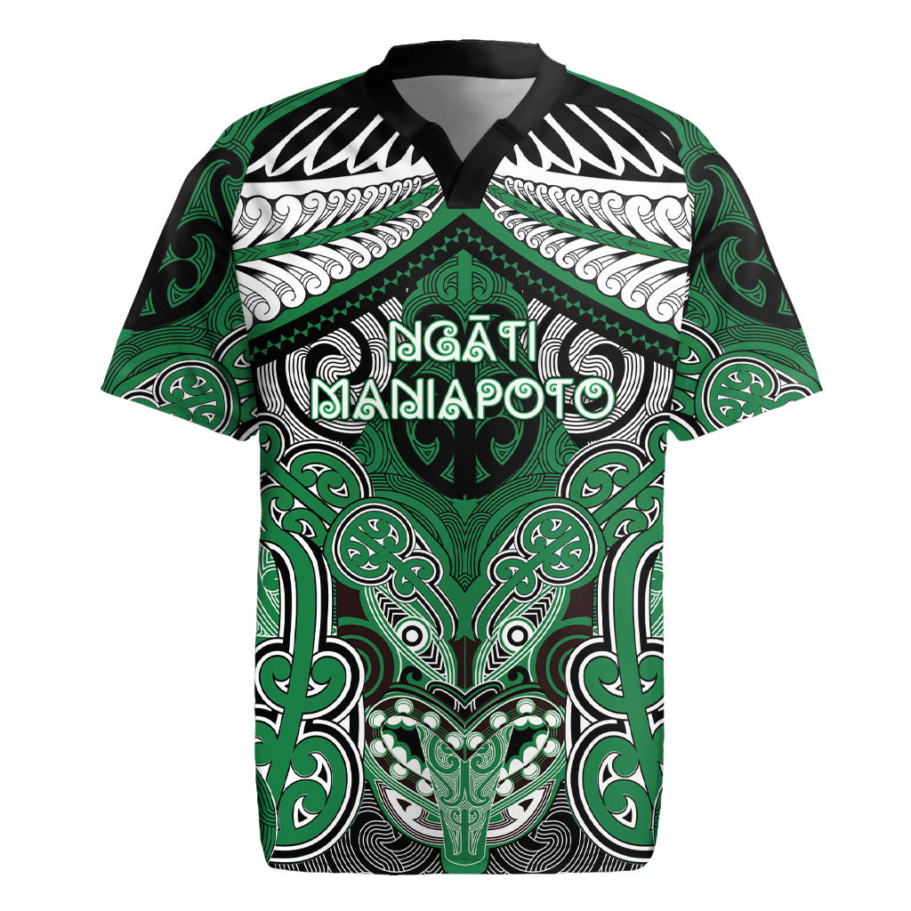 Aotearoa Iwi Ngati Maniapoto Personalised Rugby Jersey Maori Kowhaiwhai Pattern LT19 Green - Polynesian Pride