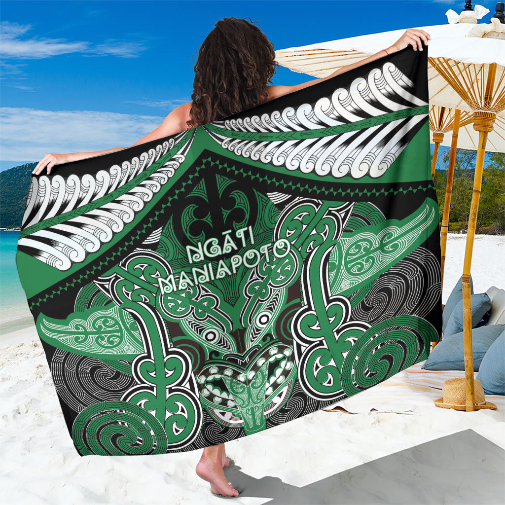Aotearoa Iwi Ngati Maniapoto Sarong Maori Kowhaiwhai Pattern LT19 One Size 44 x 66 inches Green - Polynesian Pride